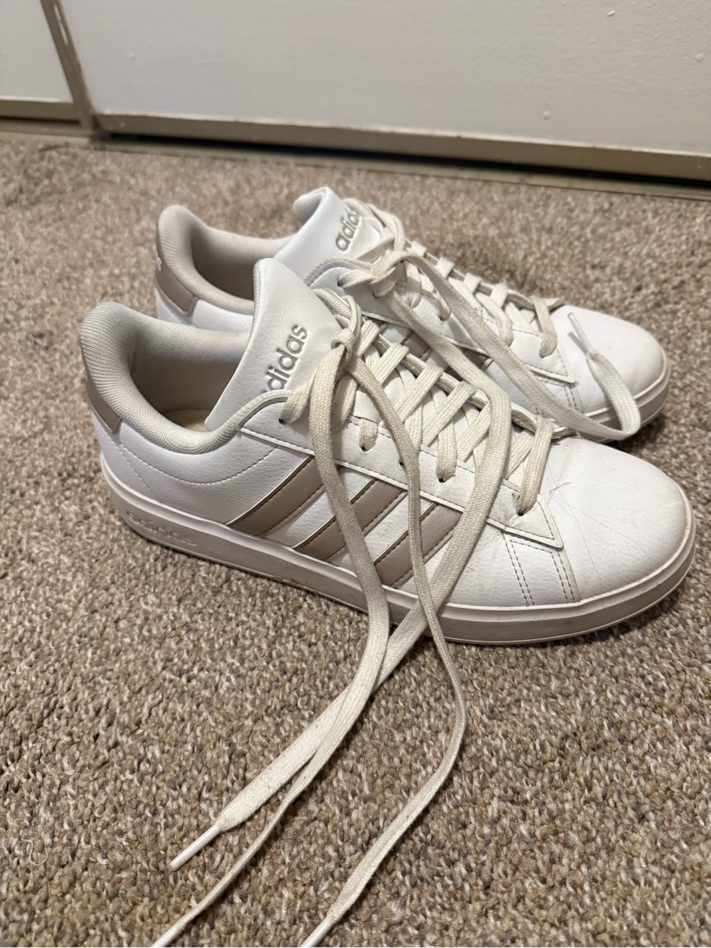 adidas Women’s White Sneakers with Beige Accents